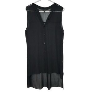 Eileen‎ Fisher Silk Sheer Tunic Shirt Medium Sleeveless Quiet Luxury Minimalist